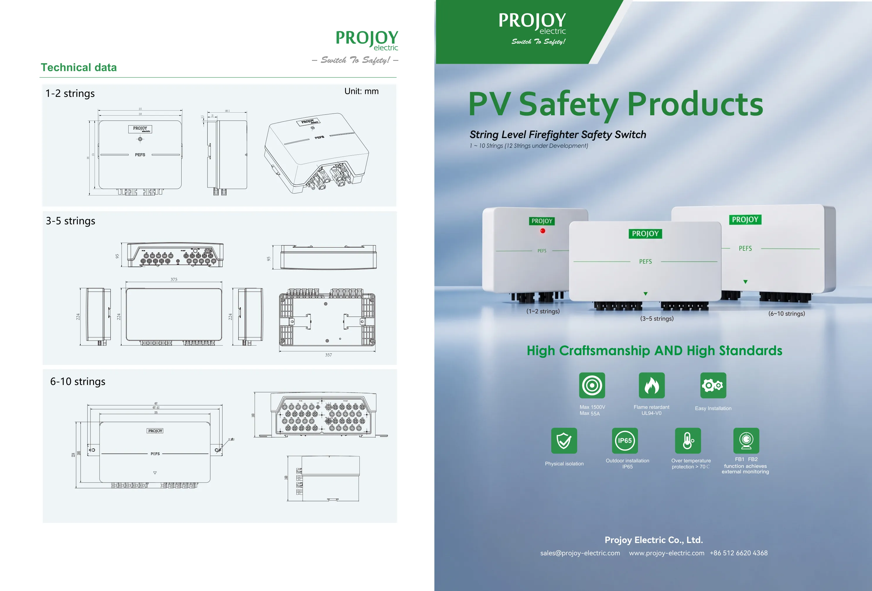 Projoy PEFS-EL Firefighter Safety Switch Datasheet σελίδα 1